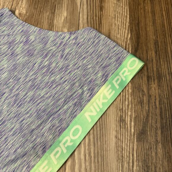 Nike Pro Tank Top Womens XL Purple and Mint Stretch Cropped Yoga Activewear Vest - Picture 5 of 8